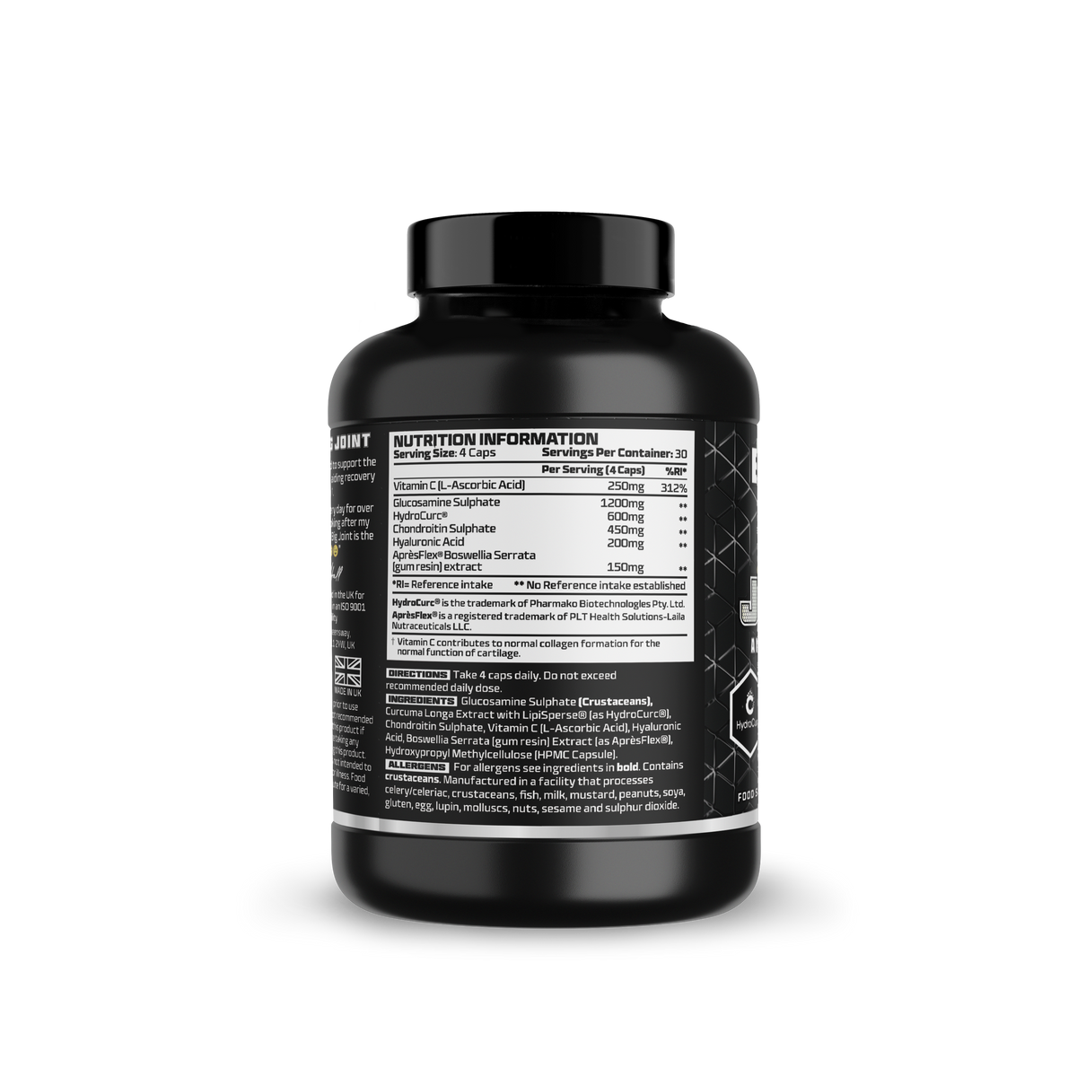 Beast Pharm BIG JOINT back label with ingredients and nutrition information