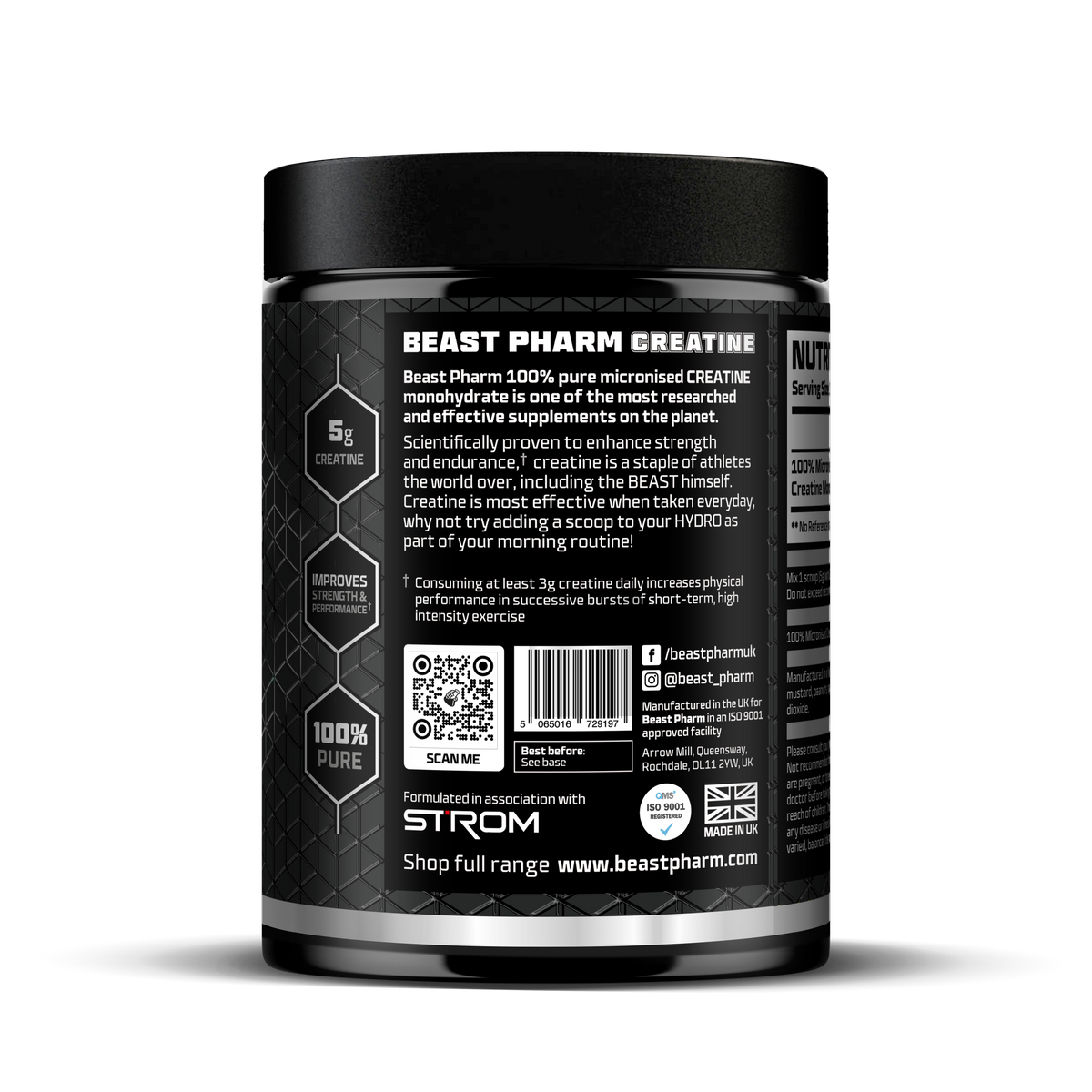 Beast Pharm Creatine supplement container with label on a white background