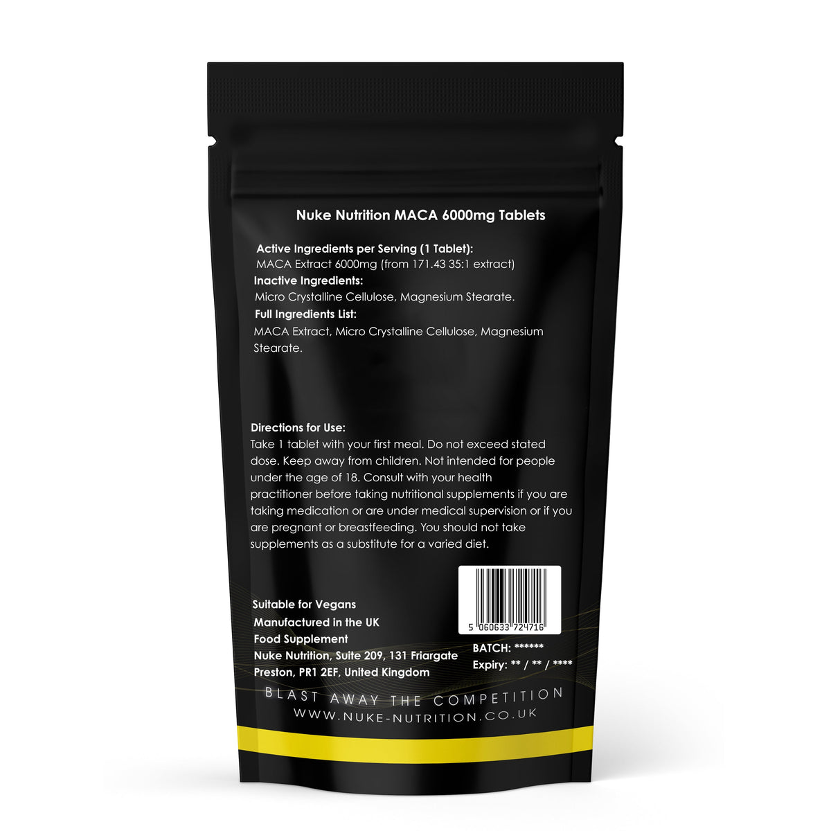 Nuke Nutrition Maca Root 6000mg Equivalent Tablets – product image 2