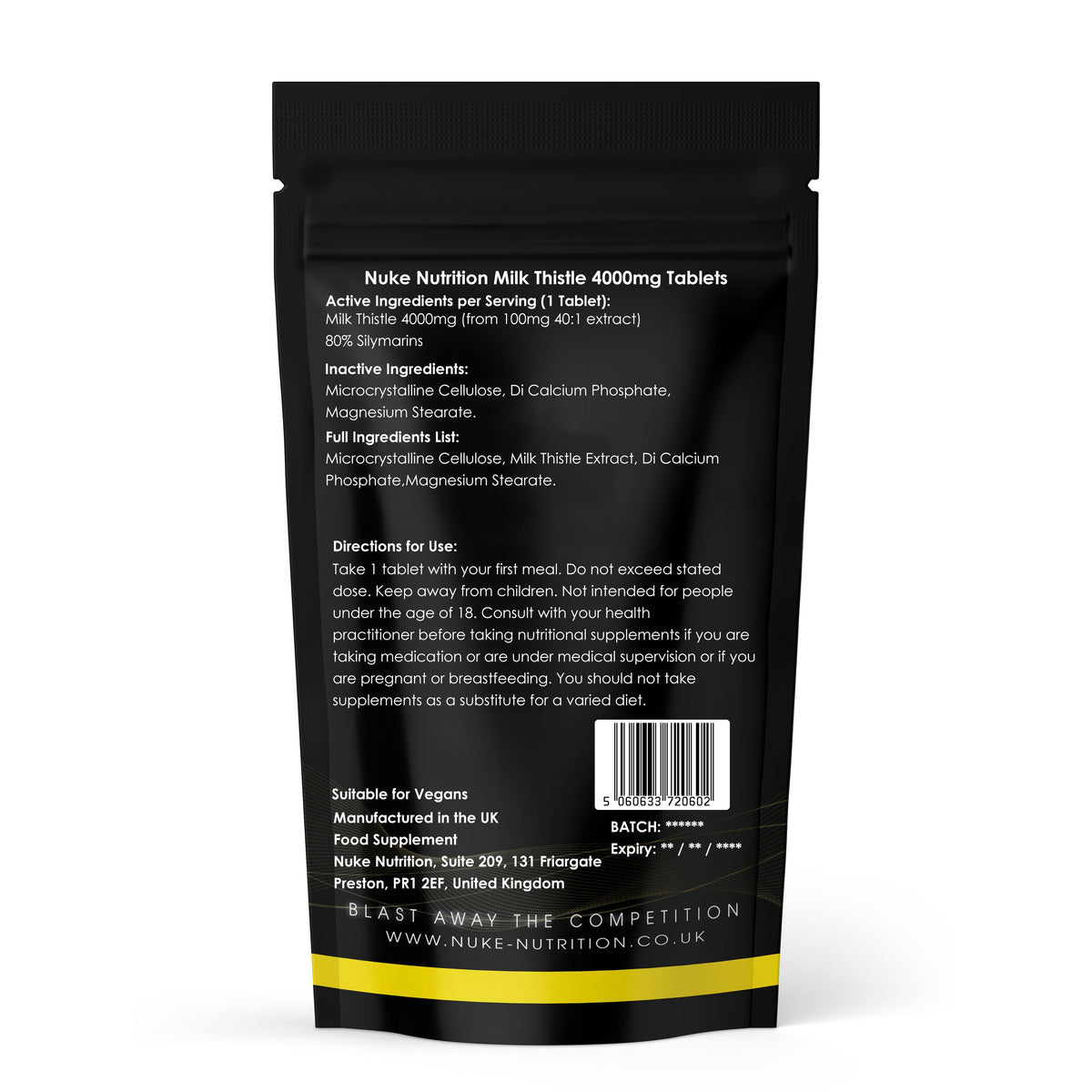 Nuke Nutrition Milk Thistle 4000mg Equivalent Tablets – product image 2