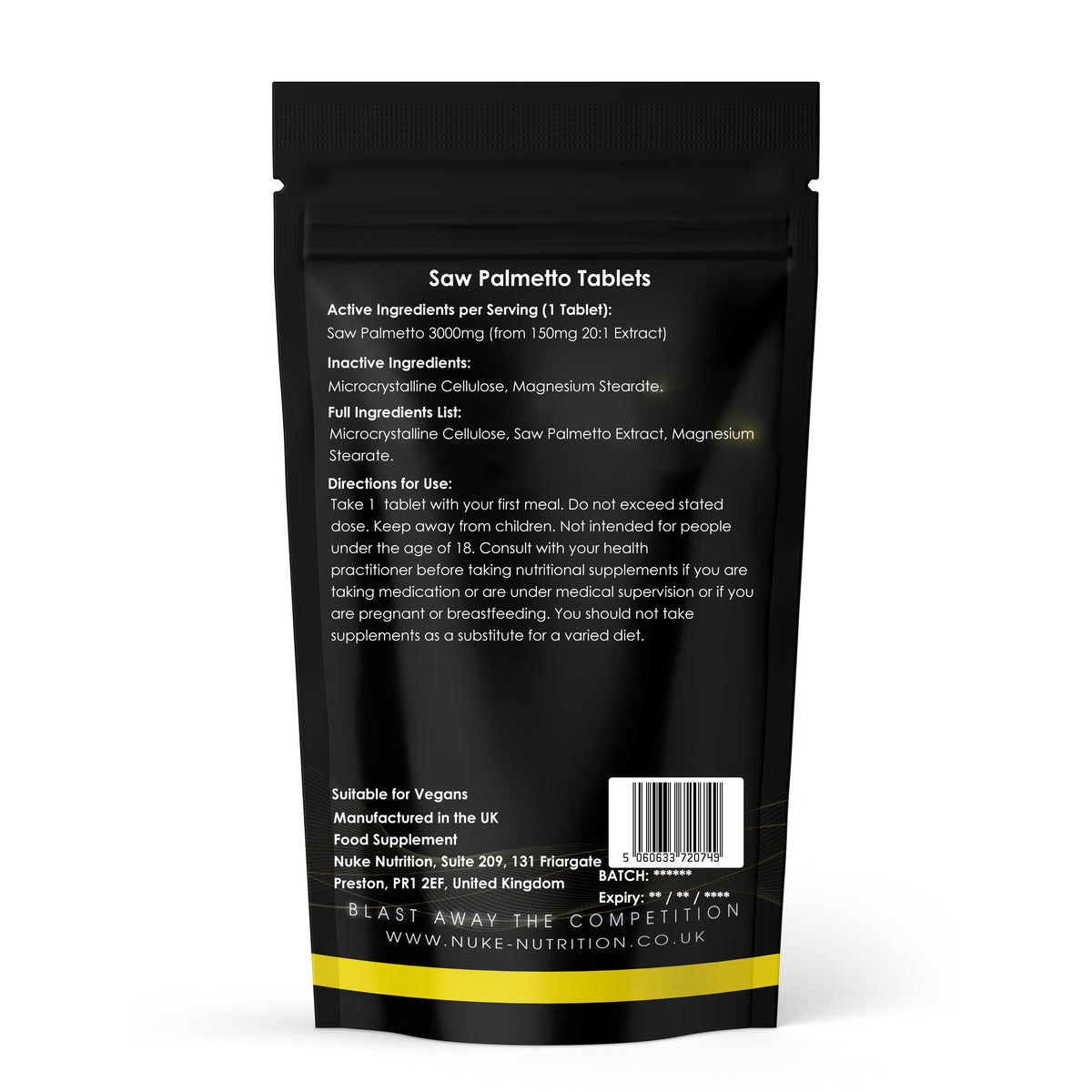 Nuke Nutrition Saw Palmetto 3000mg Equivalent Tablets – product image 2