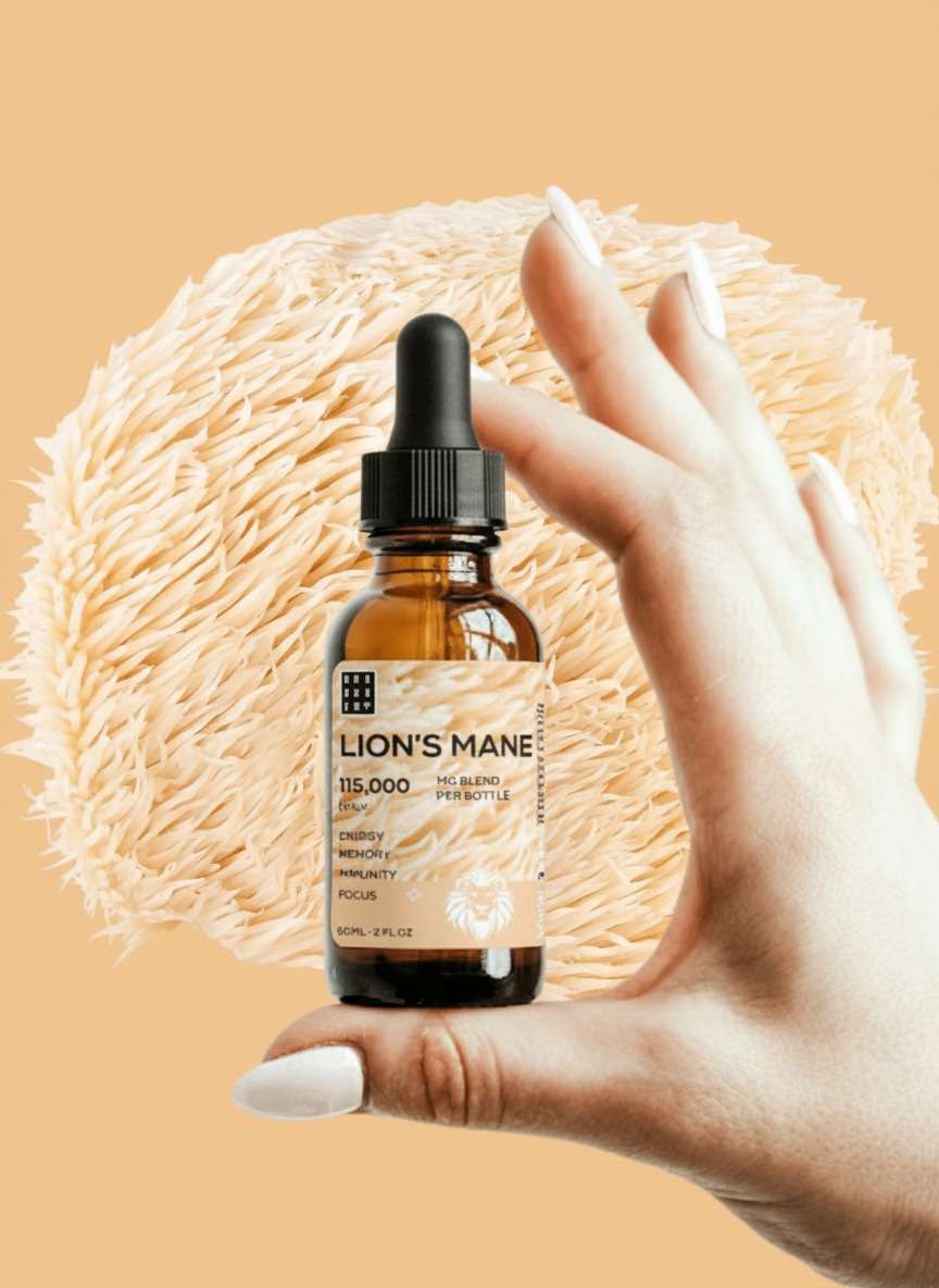 Grounded Lion’s Mane Mushroom Drops – 60ml – bottle in hand