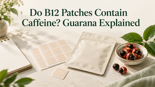 Square patch sheets and a plain pouch beside seeds and an ingredient notebook