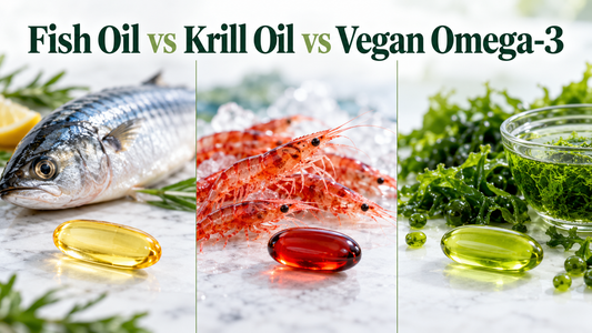 Fish, krill and algae shown as three omega-3 sources