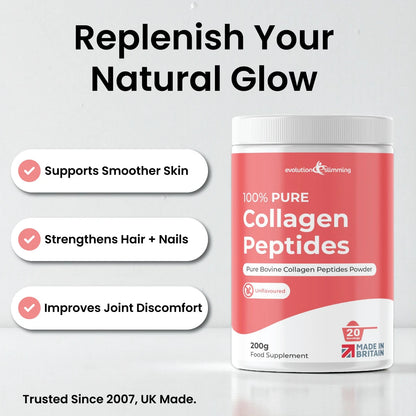 Collagen powder tub with skin, hair, nails and joint support graphic