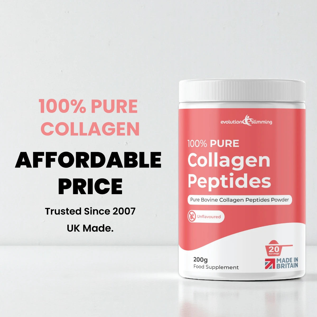 Evolution Slimming 200g collagen peptides powder value graphic