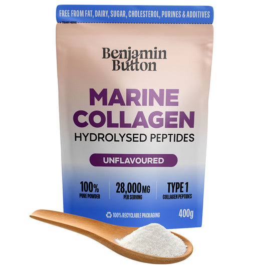Benjamin Button Marine Collagen Peptides Powder – 400g marine collagen pouch
