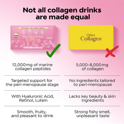 Benjamin Button Perimenopause Marine Collagen 12,000mg – strawberry supplier collagen drink comparison graphic