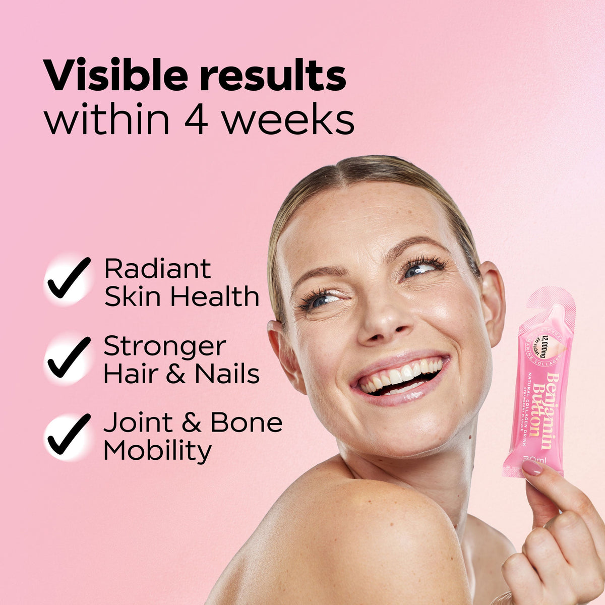 Benjamin Button Perimenopause Marine Collagen 12,000mg – strawberry supplier skin, hair and nails promotional image