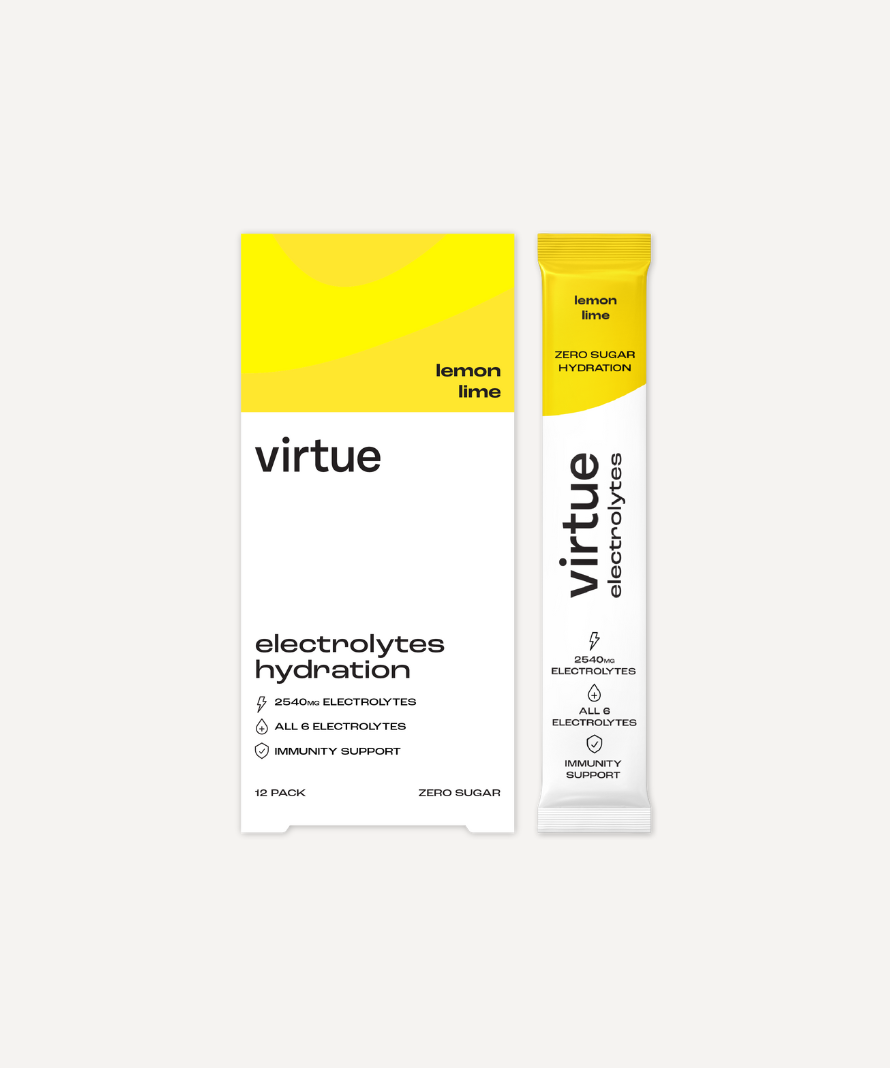 Virtue Electrolytes Hydration Lemon Lime – 12 Sachets – product packaging