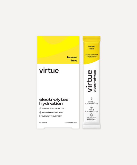 Virtue Electrolytes Hydration Lemon Lime – 12 Sachets – product packaging