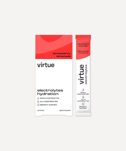 Virtue Electrolytes Hydration Strawberry Lemonade – 12 Sachets – product packaging