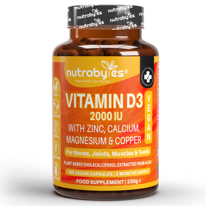 NUTRABYTES Vegan Vitamin D3 2000 IU mineral complex