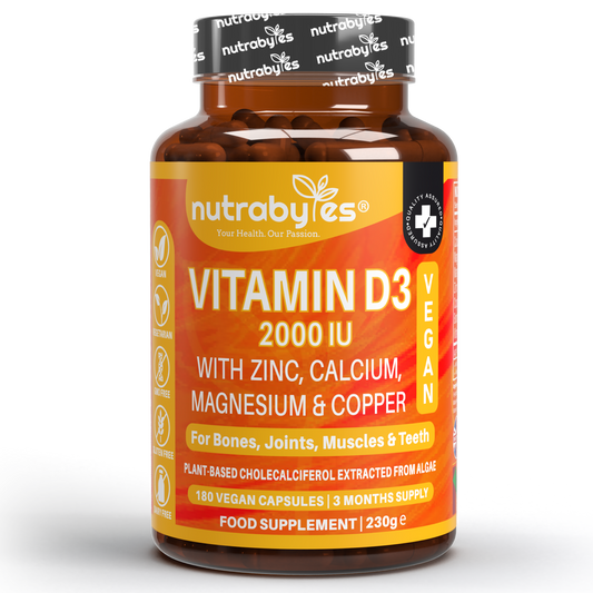 NUTRABYTES Vegan Vitamin D3 2000 IU mineral complex