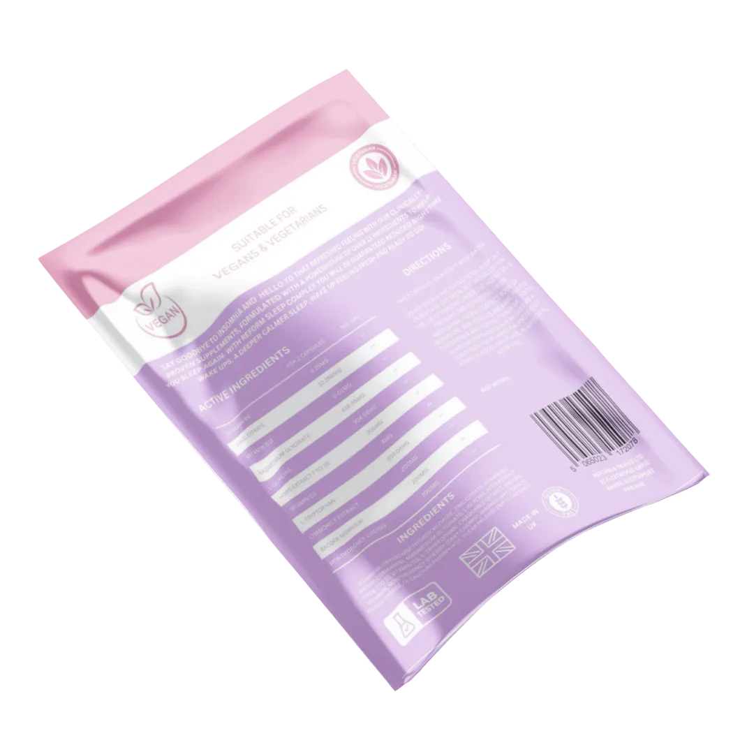Purple packaging with pink top on a white background