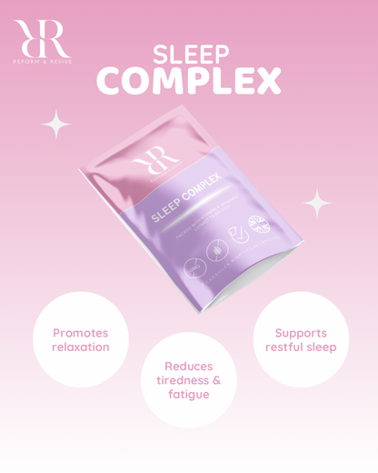 Sleep Complex package with RR logo on a pink background