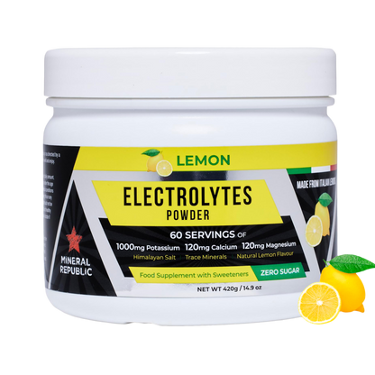Mineral Republic Electrolytes Lemon Powder – 420g – product packaging
