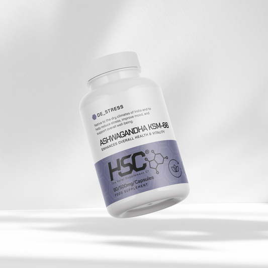 The Halal Supplement Company KSM-66 Ashwagandha 500mg bottle with 90 capsules