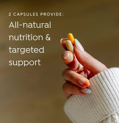 ENDO+ Endometriosis Nutritional Support Capsules lifestyle photograph showing the supplement in an everyday wellness setting