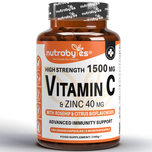 NUTRABYTES Vitamin C 1500mg and Zinc 40mg 180 capsules
