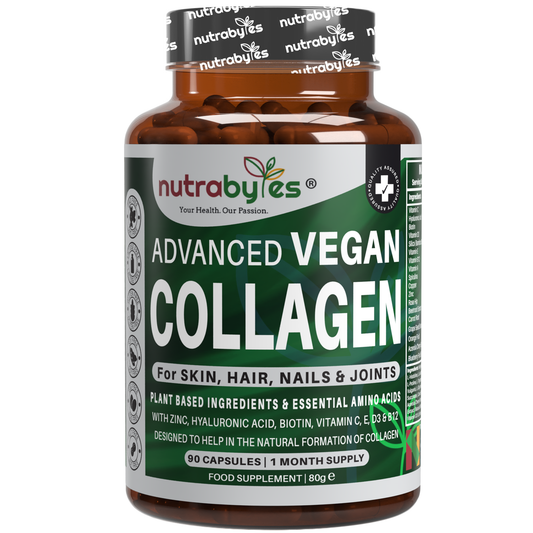 NUTRABYTES Advanced Vegan Collagen Support bottle with 90 capsules