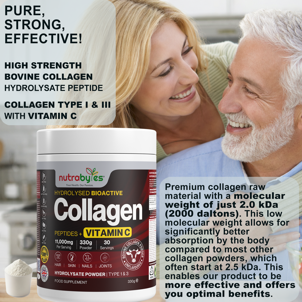 NUTRABYTES hydrolysed bovine collagen peptides details