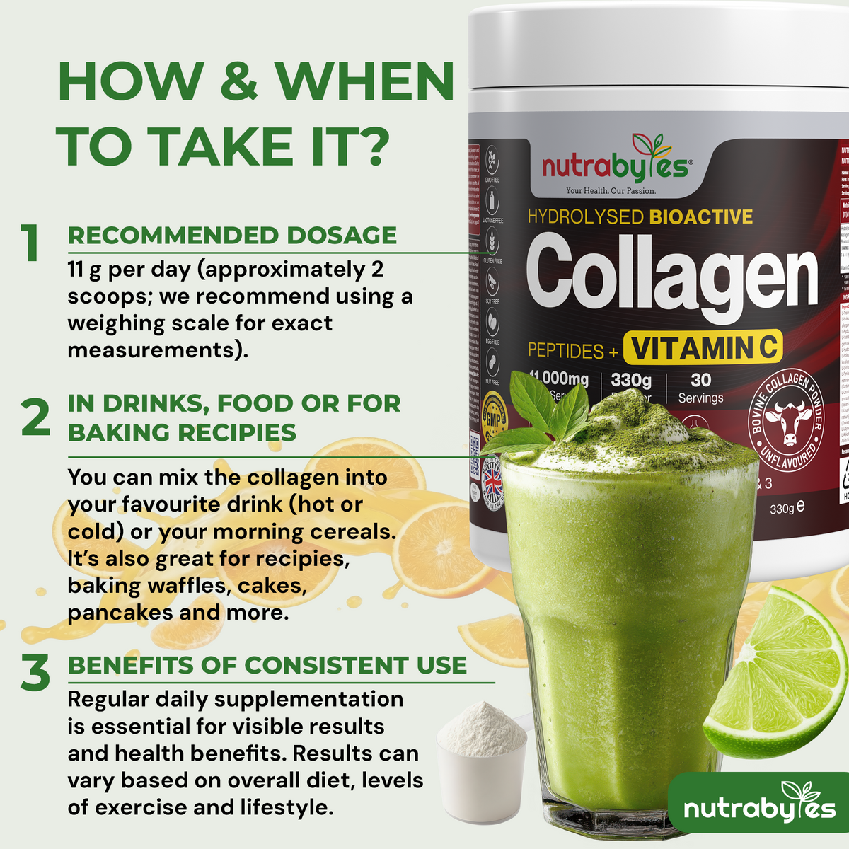 NUTRABYTES collagen and vitamin C quality information