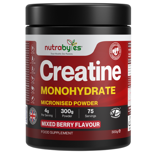 NUTRABYTES mixed berry creatine monohydrate powder 300g tub
