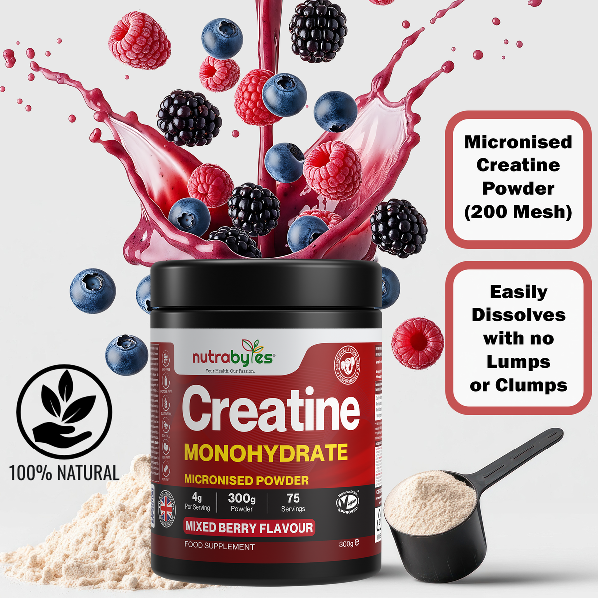 Mixed berry creatine powder directions and serving details