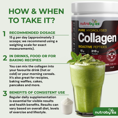 NUTRABYTES bovine collagen peptides lifestyle graphic