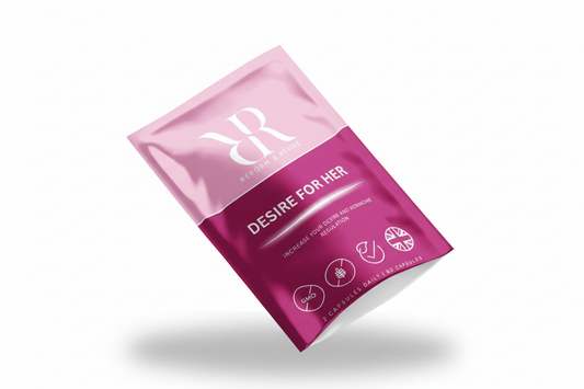 Pink packaging of 'Desire for Her' on a white background