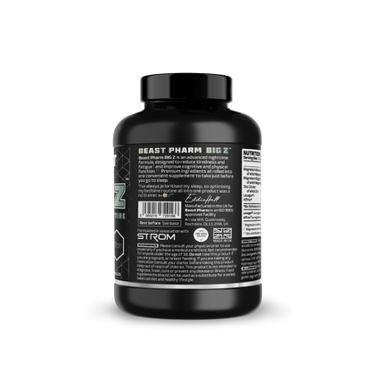 Black supplement container with 'Beast Pharm' branding on a white background