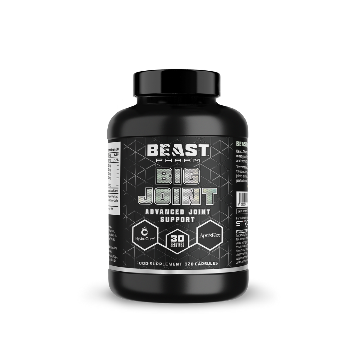 Beast Pharm BIG JOINT advanced joint support, front of 120-capsule bottle