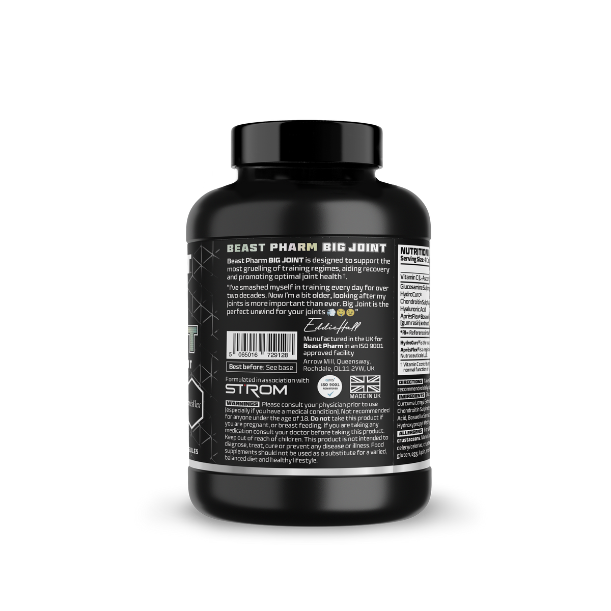 Beast Pharm BIG JOINT bottle side label showing label information and key product details