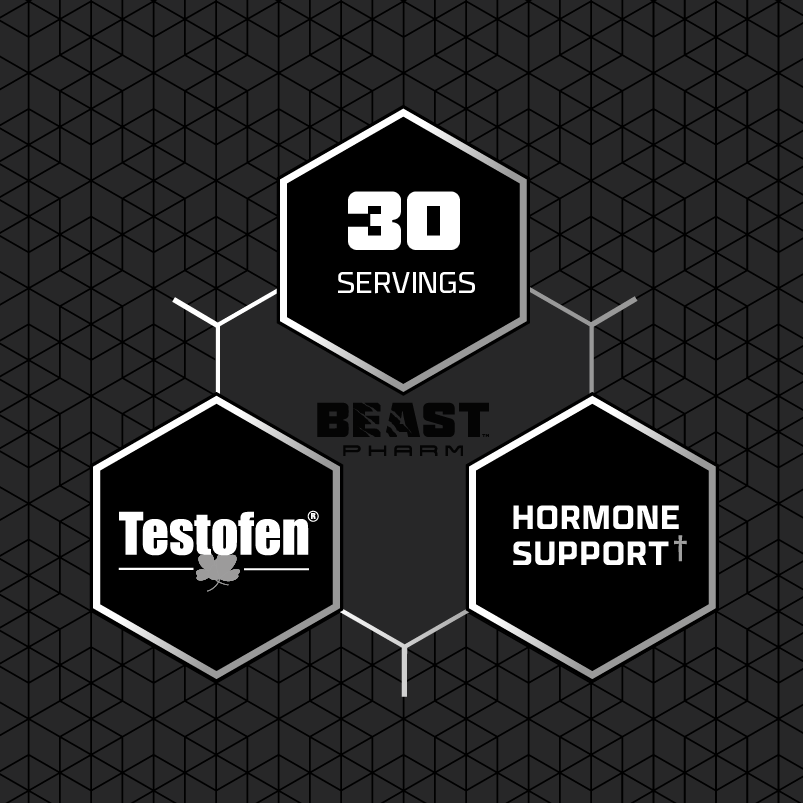 Beast Pharm BIG LOVE infographic showing 30 servings and Testofen ingredient