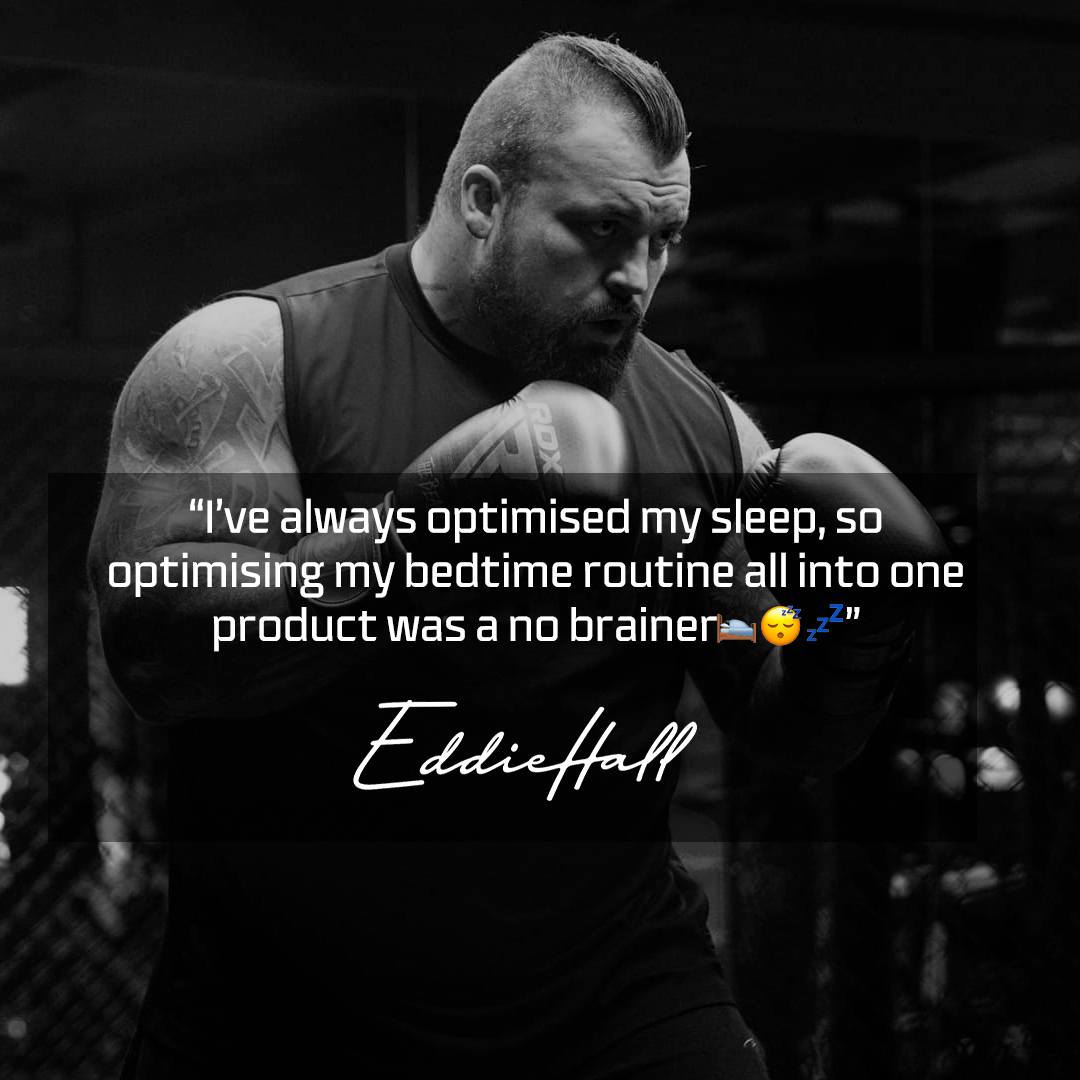 Black and white image of a muscular man with text overlay and signature