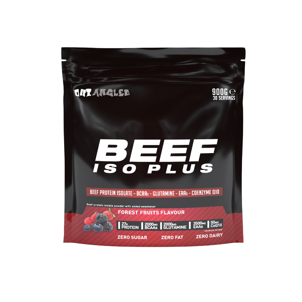 123nutrition Beef ISO Plus 900g Forest fruits flavour protein powder tub