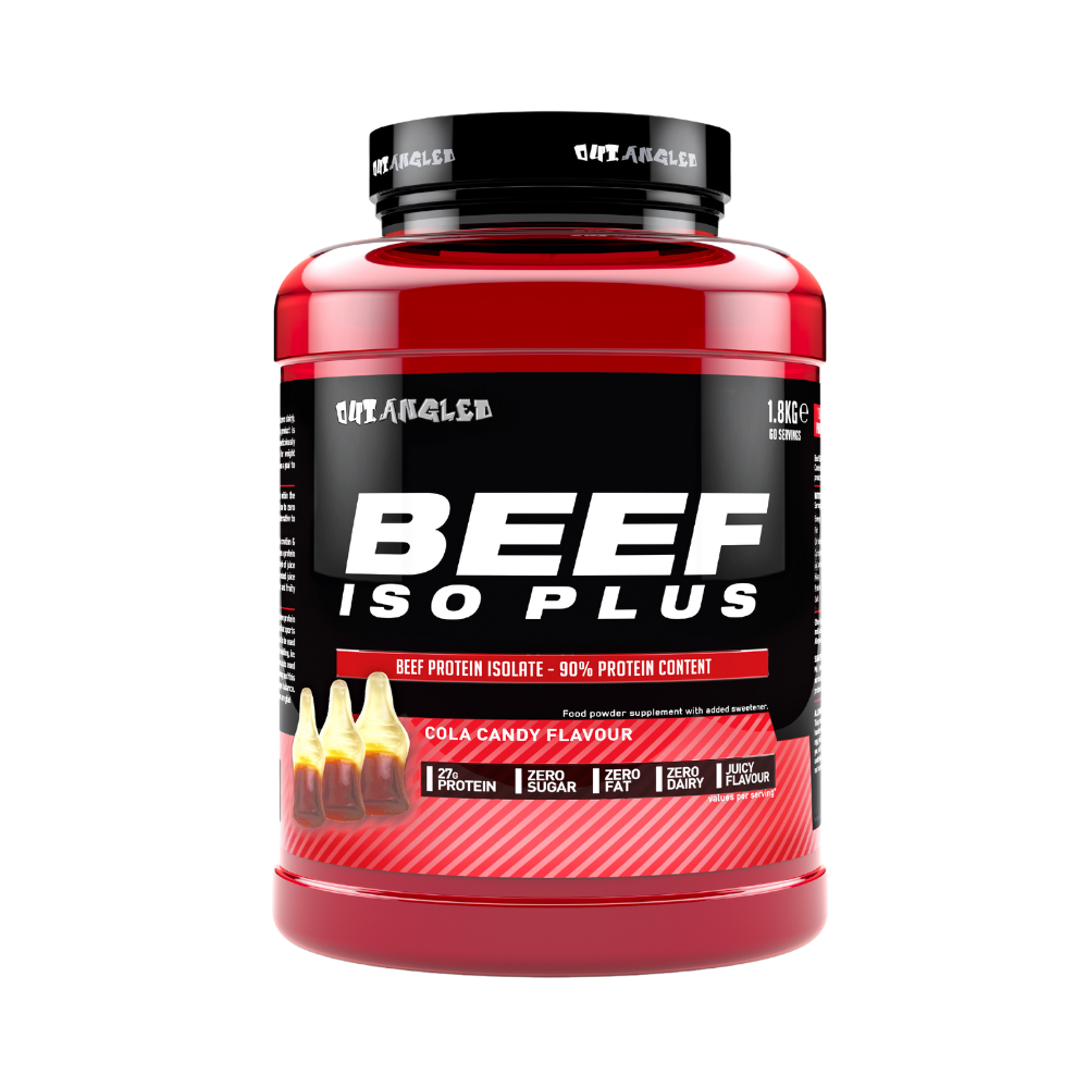 123nutrition Beef ISO Plus 1.8kg Cola candy flavour protein powder tub