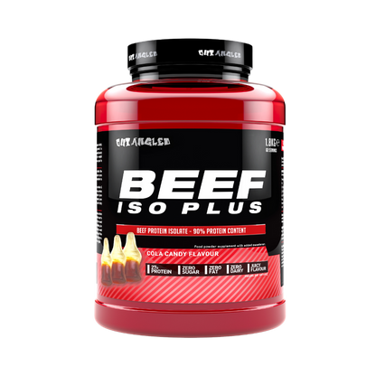 123nutrition Beef ISO Plus 1.8kg Cola candy flavour protein powder tub