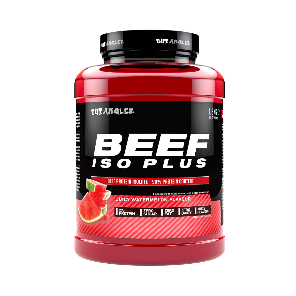 123nutrition Beef ISO Plus 1.8kg Juicy watermelon flavour protein powder tub