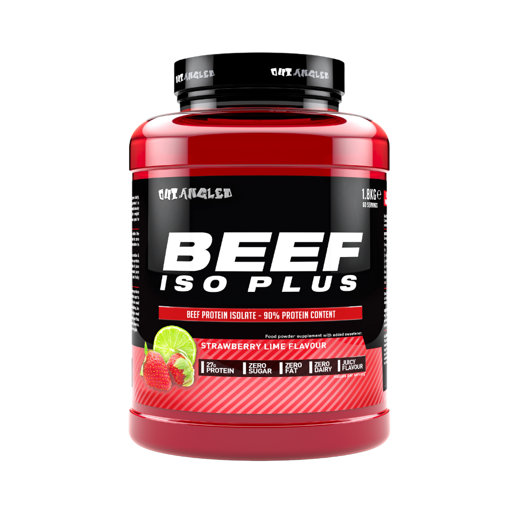 123nutrition Beef ISO Plus 1.8kg Strawberry and lime flavour protein powder tub