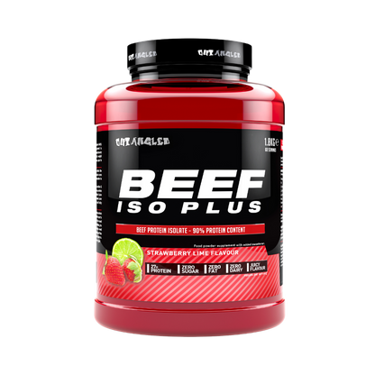 123nutrition Beef ISO Plus 1.8kg Strawberry and lime flavour protein powder tub