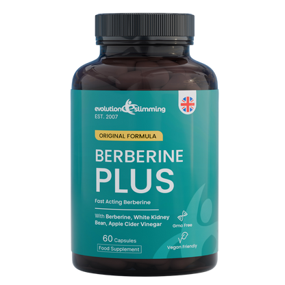 Evolution Slimming Berberine Plus bottle with 60 vegan-friendly capsules