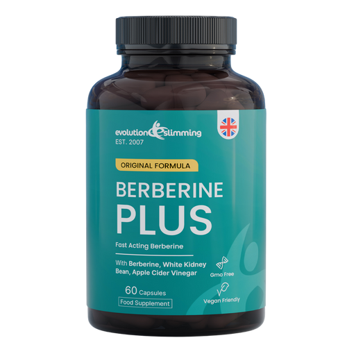 Evolution Slimming Berberine Plus bottle with 60 vegan-friendly capsules