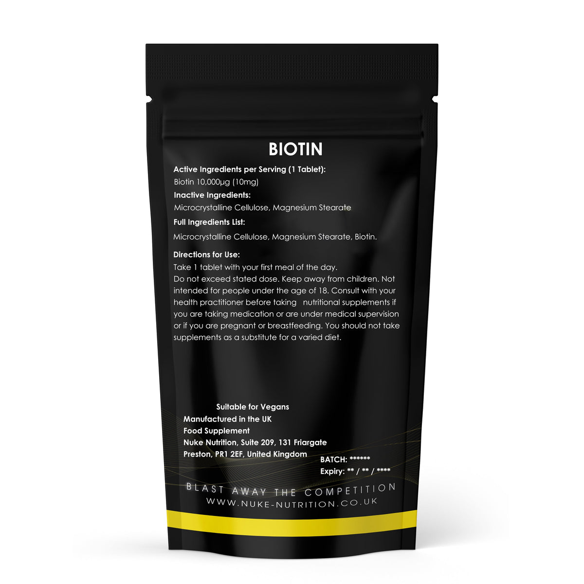 Nuke Nutrition Biotin 10000mcg Tablets – product image 2