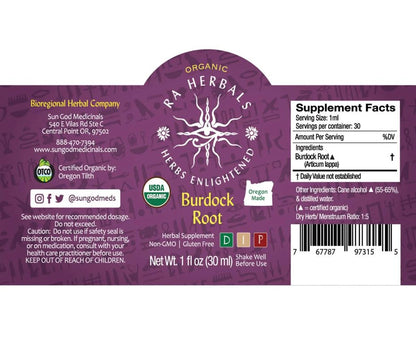Sun God Medicinals Organic Burdock Root Tincture – 30ml