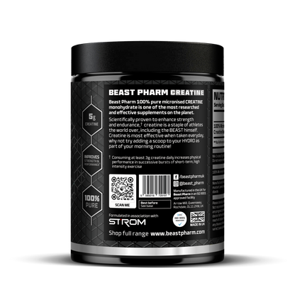 Beast Pharm Creatine supplement container with label on a white background