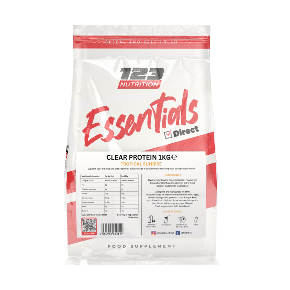 Clear Protein Isolate 1kg in Tropical Sunrise flavour