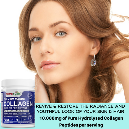 NUTRABYTES Marine Collagen Powder 10,000mg – Collagen Beauty product graphic