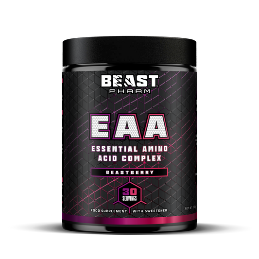 Beast Pharm EAA supplement container on a white background